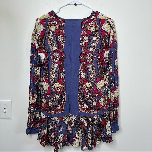 Free People Paisley Floral Printed Long Sleeve Flowy Tunic Dress - Picture 5 of 10